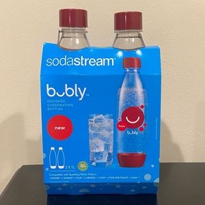 Sodasteam slim twin carbonating bottles 1 liter each, in red